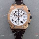 Swiss 3126 Audemars Piguet Royal Oak Offshore Rose Gold White Dial Leather Watch